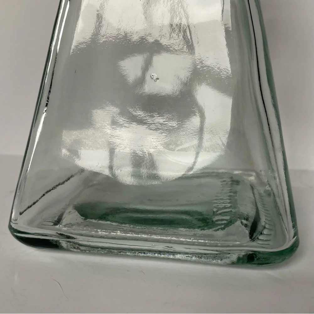 Glass Bulb Vase Square Clear With Flared Top 5” Tall EUC Flower Floral Flared